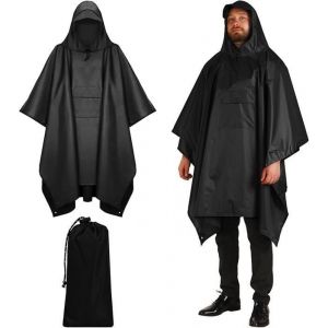 Poncho de Pluie Imperméable Multifonctionnel 3-en-1 Poncho Pluie Imperméable avec Capuche Cape de Pluie Homme Femme.