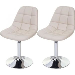 Chaises de salle à manger en simili-cuir crème pied chromé pivotant - Lot de 2