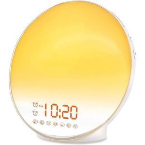 R&eacute;veil matin r&eacute;veil lumineux avec simulation de lever coucher de soleil lampe de chevet fonction snooze radio FM