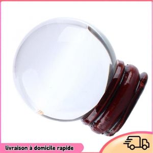 Sph&egrave;re de Boule de Cristal Clair 40mm pour les D&eacute;corations de Bureau &agrave; Domicile Feng Shui Divinations avec Base de Support