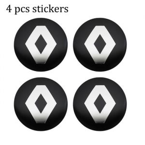 CarrosserieAutocollants centre de roue 56mm 4 pi&egrave;ces pour voiture Renault Captur Duster Megane 2 3 Clio- Type 56mm-black