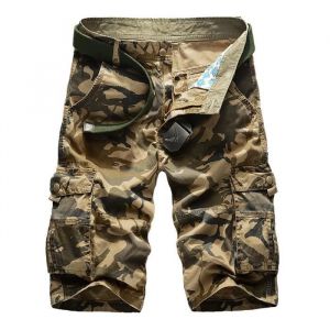 Bermuda Cargo Camouflage Homme Casual Bermuda Multi-poches Style Droit - Kaki - MP04525134