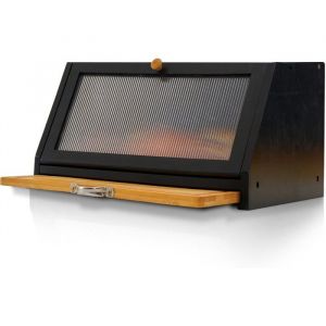 Rteonline Bo&icirc;te &agrave; pain en bois avec planche &agrave; d&eacute;couperBo&icirc;te de rangement en bambou pour painsel et poivre-39x25x20 cm