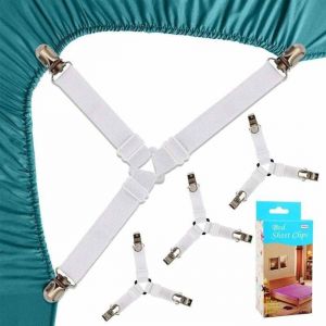 Sangles pour Draps de Lit 4 Pices Attache Drap Housse Triangle Attache Matelas lastique Tendeur de Draps Rglable Bretelles PZCC