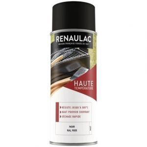 SPRAY BOMBE PEINTURE NOIR MAT AEROSOL TOUS SUPPORT HAUTE TEMPERATURE POUR BARBECUE EXTERIEUR RADIATEUR INTERIEUR CHEMINEE FOUR