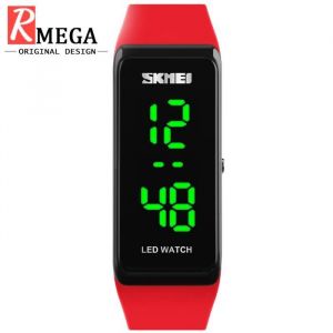 RMEGA Montre Bracelet Homme Femme Montre Digital Pour Etudiant - Quartz Japonais - Etanche - Cuir - Rouge