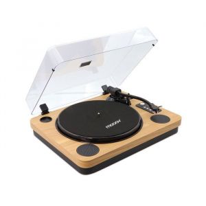 MOOOV 477361 Platine Vinyle Bluetooth avec Couvercle Protection Haut-parleurs Int&eacute;gr&eacute;s Tourne Disque 33/45/78 Tours - Effet Bois