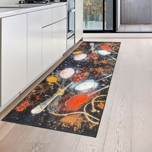 Tapis de Cuisine lavable  antid&eacute;rapant  avec &eacute;pices en jaune rouge Gr&ouml;&szlig;e - 80 x 200 cm