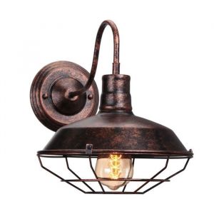 1pcs Applique Murale dext&eacute;rieur &agrave; col de Cygne de Ferme Murale antirouille &eacute;tanche r&eacute;tro Avec Cage &Oslash;26cm Rouille - SMOTOP