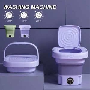 Mini machine à laver 8L- Violet - avec Panier de vidange et 3 Modes - pour Voyage Camping sous-vêtements Chaussettes en Tissu