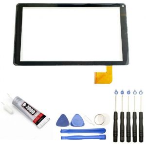 Vitre écran tactile compatible avec Tablette Thomson TEO10R TEO10R-BK16C SPTEO10BK16 TEO10R-WH8CD 10.1" Noire + Kit outils + Colle