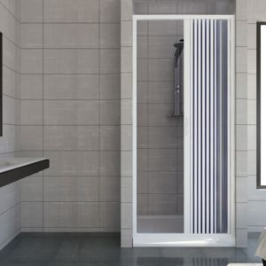 Porte paroi de douche en Plastique PVC mod. Vergine 90 cm - Blanc mat - Fumé - Pliante