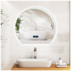 GIANTEX Miroir de Salle de Bain LED 53 x 60 cm Forme de Demi-Lune sans Cadre&Eacute;clairage LED 3 Couleurs Fonction Anti-Bu&eacute;e & M&eacute;moi
