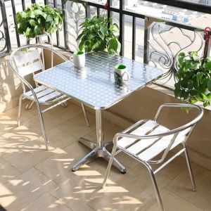 Table de Bistro Pub Bar Table carrée en Aluminium - Hauteur réglable - Table haute de bar rabattable