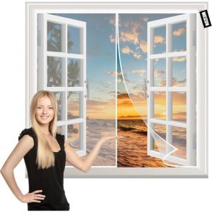 FLEUVE-Moustiquaires de fen&ecirc;tre-Moustiquaire Magn&eacute;tique Fen&ecirc;tre (120 x 130 cm  Blanc) Rideau Anti-Insectes Installation Facile