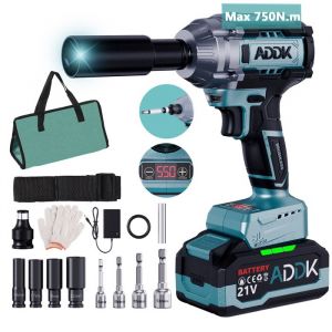 Clé à choc sans fil Couple maxi 750N.m batteries 4000mAh Li-Ion moteur brushless 21V Clé à choc électrique