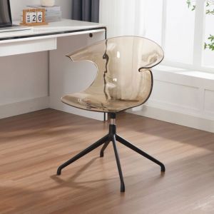 WAHSON Chaise de Bureau Transparente en Acrylique Chaise Bureau Moderne dordinateur avec Siege Pivotant à 360° pour Maison Kaki