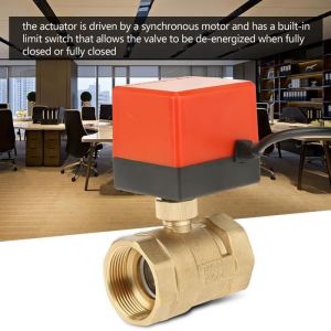 1 pièces DC 12V G1-1/2 DN40 2 voies en laiton actionneur motorisé vanne à boisseau sphérique pour climatiseur auto pneu
