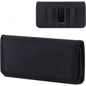 &Eacute;tui Ceinture Horizontal Nylon Pochette T&eacute;l&eacute;phone 5.8-6.67 Pouces Clip Ceinture Portable Noir