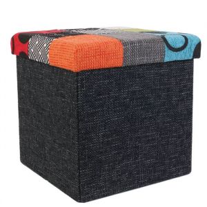 Pouf Coffre Pliable Motif Patchwork - QUADI