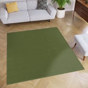 TAPISO Tapis de Salon Chambre Carr&eacute; MONO Vert Olive Design Uni R&eacute;sistant Int&eacute;rieur Ext&eacute;rieur 160x160 cm