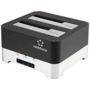 Station daccueil Renkforce RF-DOCKING-02 USB 3.2 (1è gén.) SATA 6 Gb/s 2 ports pour disque dur 2.5 pouces