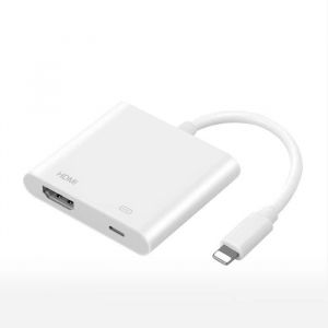 Câble téléphone,Adaptateur HDMI pour Apple Lightning vers adaptateur AV numérique écran de synchronisation connecteur - Type WHITE