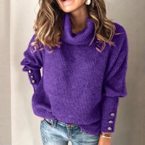 Pull FemmePull Col Montant FemmesPull Tendance à Manches Longues hiver Chaud Femmes-violet