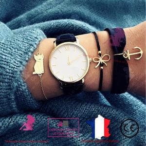 LCC&reg; ensemble 3 Bracelet montre femme pas cher couleur dor&eacute;e mode gourmette design vintage jeune fille bijoux cadeau anniversaire