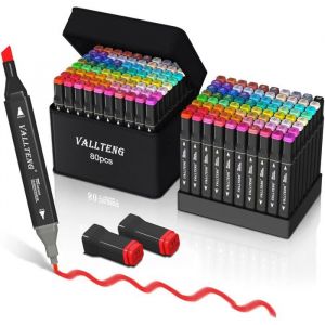 Feutres alcool double pointe 80 couleurspointe pinceau et ciseaupour peinture adultesgriffonnages enfantsanimationesquisse