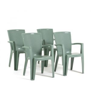 Lot de chaises DIANA en polypropylène renforcé empilables et légères. Usage extérieur (4 Chaises Sauge)
