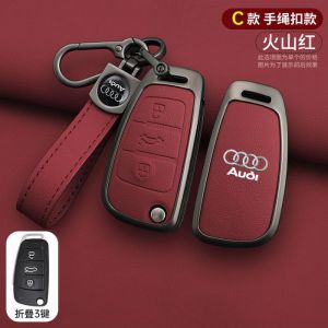 Juste de clé à distance de voiture en cuir en alliage de zinc porte-clés pour Audi A1 A3 8P A4 A5 horizon C7 A7 S3 S7 S8 R8 Q2 Q3