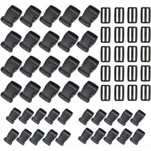 Fermoir à Clip en Plastique 60 pièces Attache Bracelet paracorde Boucle à Clip 25MM Boucle Attache à Clipser Latéral Contoured