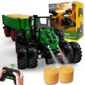 Tracteur RC Tracteur t&eacute;l&eacute;command&eacute; avec remorque tracteur jouet &agrave; partir de 3 ans Tracteur agricole t&eacute;l&eacute;command&eacute; avec son et