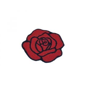Patch ecusson brode broderie thermocollant fleur rose motard biker