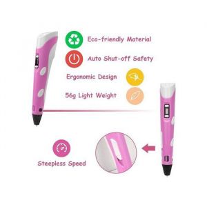 Stylo dimpression 3D + 3 filaments PLA + mod&egrave;les livre de dessin de 42 mod&egrave;les &ndash; Rose