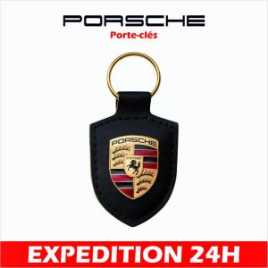 Porte clé - Porsche - Cuir noir - Mixte - Adulte - Porte clé en cuir