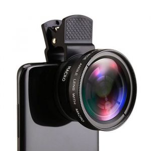 Objectif professionnel 2 en 1 pour smartphone 045x49 uv grand angle et macro HD - Noir