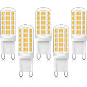 Ampoules LED G9 Blanc chaud 3000K 5W Remplace les G9 40W 33W Ampoules Halog&egrave;nesSans Scintillement 420lm Non Variable Lot de 5