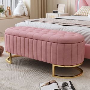 Stauraum-Schlafkoffer und Fußbank 120 x 40 cm banquette à pied rembourrée avec Stauraum banquette à canapé velvet rose