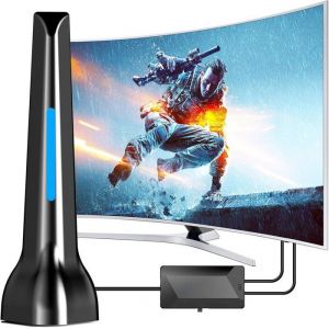 Antenne TV Int&eacute;rieur Puissante TNT HD 2024 Antenne r&eacute;cent Puissante amplificateur - Int&eacute;rieure R&eacute;ception Longue Port&eacute;e &agrave; 360&deg;