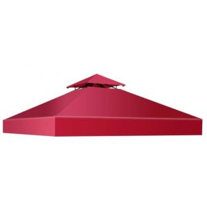 Toile de Rechange pour Tonnelle - RELAX4LIFE - 3X3M - Polyester Haute Densit&eacute; - Bonne Ventilation - Imperm&eacute;able et Anti-UV - Rouge
