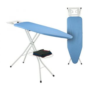 Relaxdays Table à repasser pliable planche réglable en hauteur plateau de repassage L x P : env. 120 x 38 cm bleue