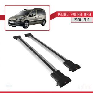Barres de Toit FLY Modèle Railing pour Peugeot Partner Tepee 2008-2018 - APLINE - Gris - Charge utile < 300 kg