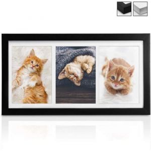 bomoe Multi Cadre Photo pêle-mêle Mural - pour 3 Photos (3X 13x18cm) - Dimension : 52x25x25cm - Noir - Décoration Murale