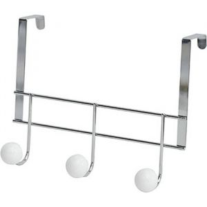 Patere Metal 3 Crochets Resine Blanche - Chrome/blanc - TENDANCE