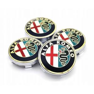 juxinchang - 4pcs 60mm Alfa Romeo Dor&eacute; Logo Caches Moyeu Centre Roue Enjoliveur