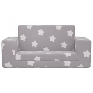 Fauteuil Salon Scandinave Canap&eacute;-lit enfant 2 places gris clair &eacute;toiles peluche douce SQZR537527 Home - Living