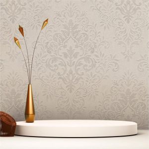 Papier Peint Baroque Samuel M1-No.2448 Gris Blanc Ornement Classique Baroque