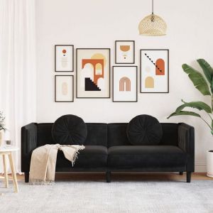 Sofa droit fixe - Clic Clac Canapé avec coussins 3 places - NEUF - noir velours CA6322356